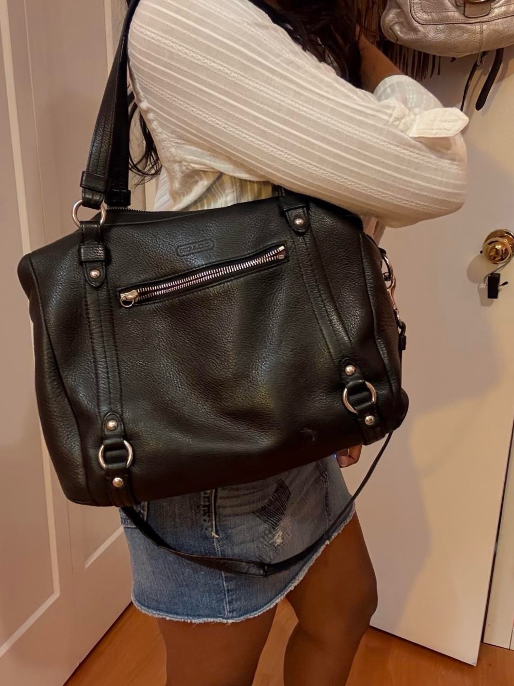 Coach Alexandra Pebble Leather Shoulder Bag